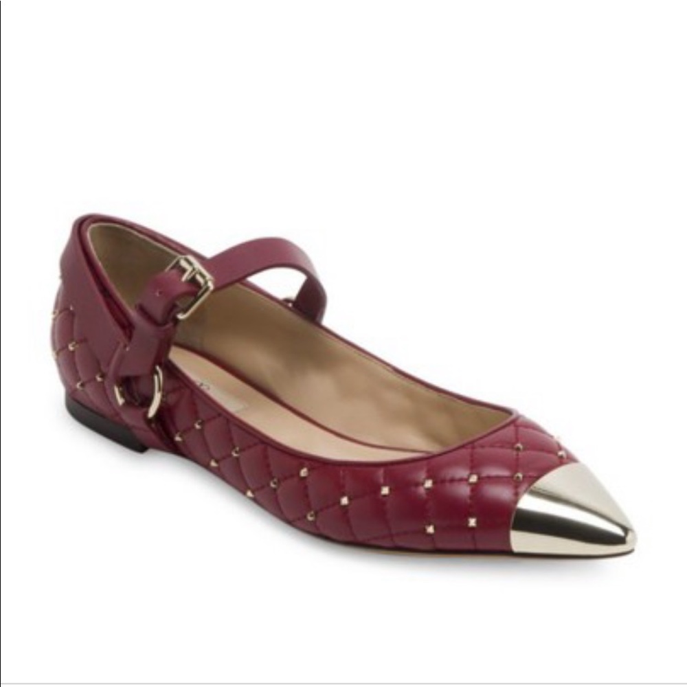 Valentino Garavani Rockstud Cap Toe Ballet Flats - Picture 1 of 8